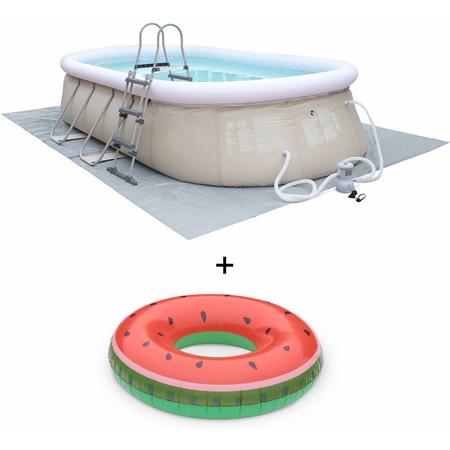 Onyx - opblaasbaar ovaal tuin zwembad, grijs, 540x304x106cm - Zwemband watermeloen